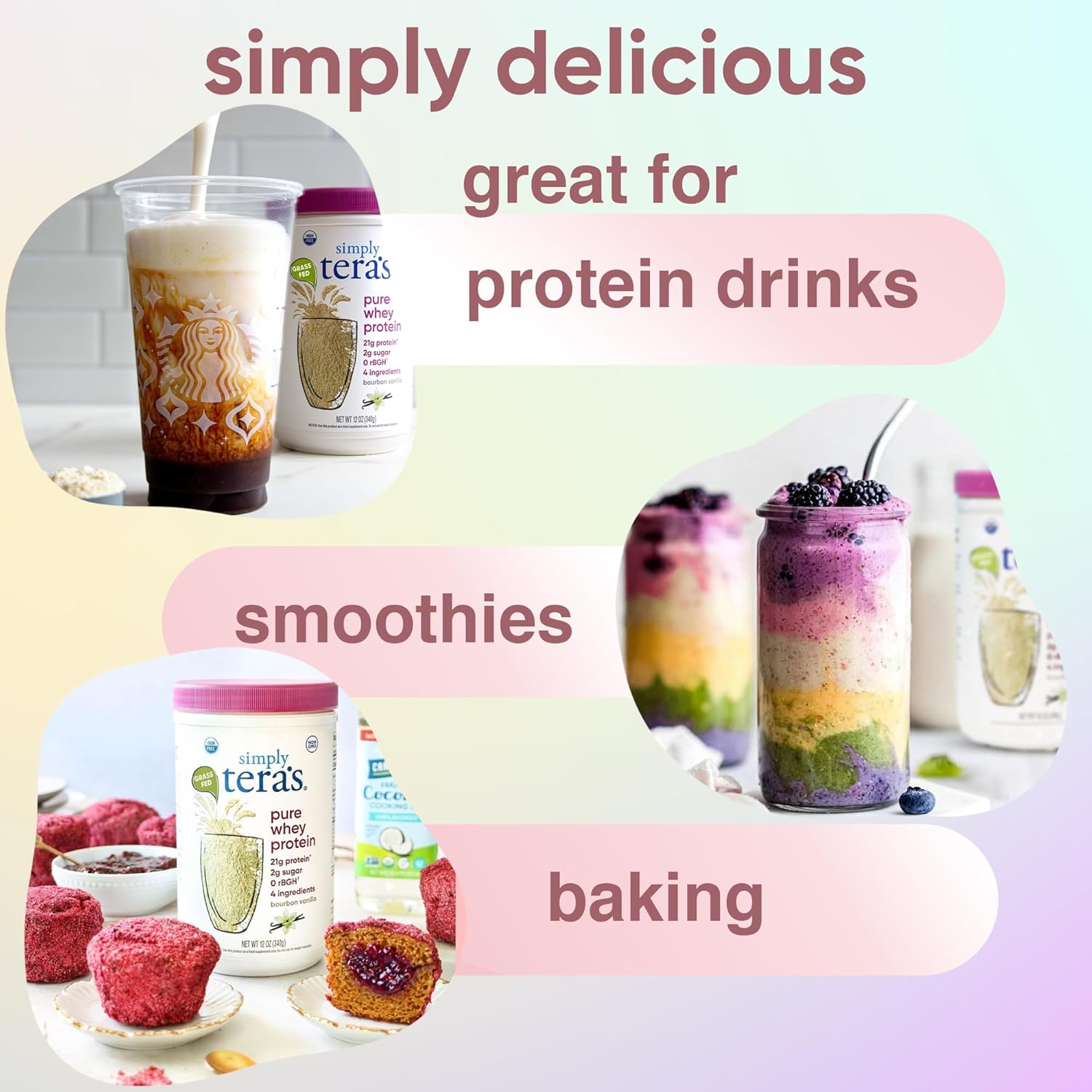 Buy now simply tera's Pure Whey Protein Powder - Grass Fed Vanilla Whey Protein Powder, Clean, Made Without Artificial Sweeteners, Non-GMO, Kosher, rBGH-Free, Soy-Free - 12 Oz at indiglob india