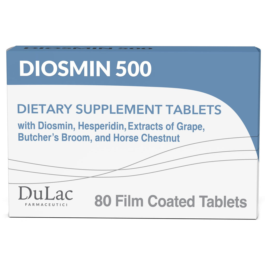 Dulac - Diosmin 500, Dietary Supplement for Leg Circulation, 80 Tablets | With Diosmin Hesperidin, Horse Chestnut, Butcher’s Broom and Red Grape Extract, Made in Italy