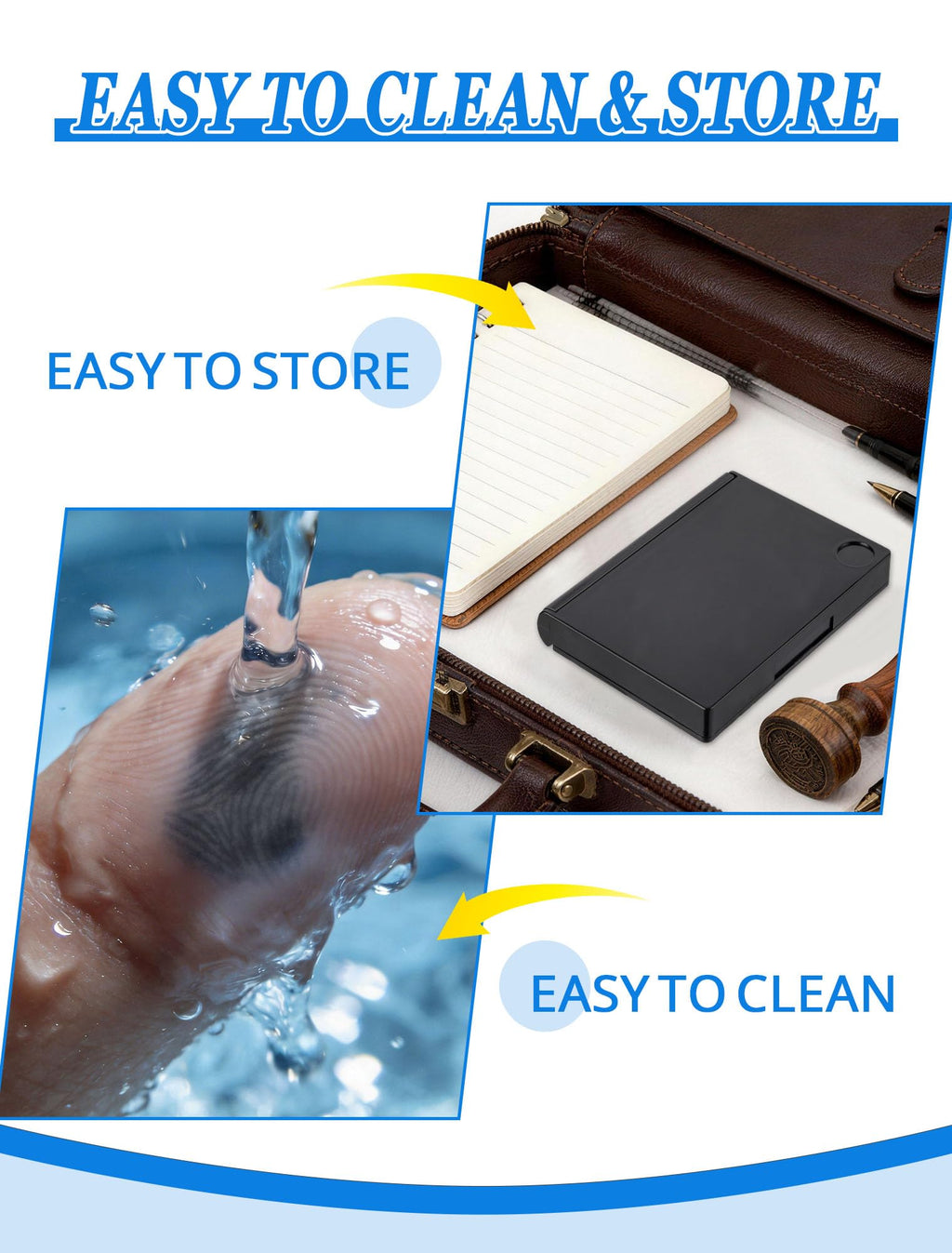 Black Ink Pad, 4 x 2.5 Inch Felt Stamp Pad for Crafts & Office