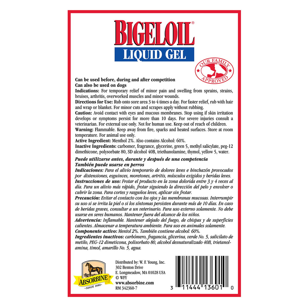 Absorbine Bigeloil Liniment Gel, Refreshing Topical Rub for Sore Muscles, 14 Fluid Ounce Bottle