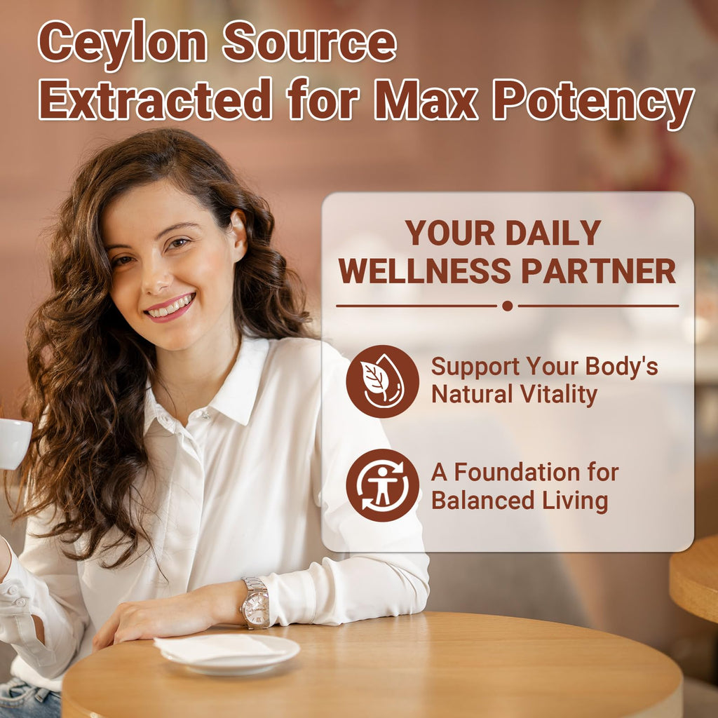 Ceylon Cinnamon with MCT Oil, True Sri Lanka Ceylon Cinnamon Highly Bioavailable Herbal Extract, Energy & Glucose Metabolism Support, Cardiovascular Wellness, Antioxidant Boost, 300 Softgels