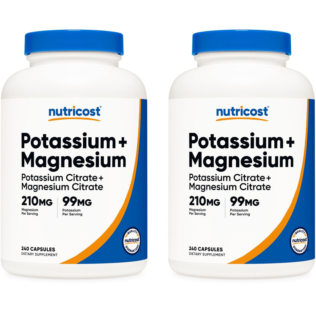 Nutricost Potassium (99mg) Magnesium (210 mg) Citrates, 240 Capsules | GMO-Free, Gluten Free
