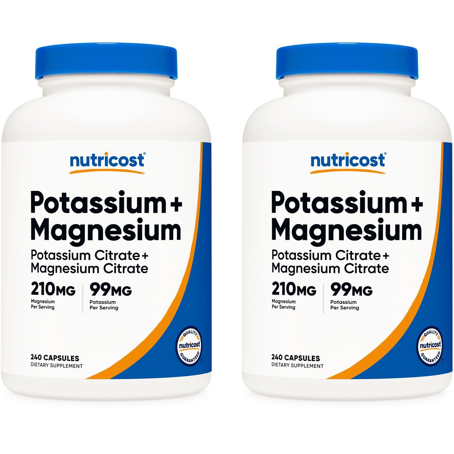 Nutricost Potassium (99mg) Magnesium (210 mg) Citrates, 240 Capsules | GMO-Free, Gluten Free