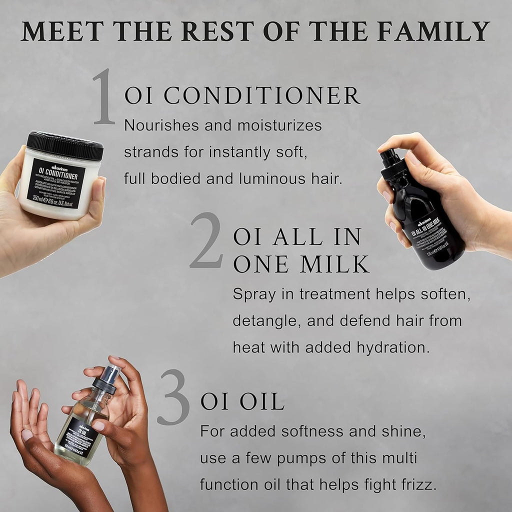 Davines OI All In One Milk, Hair Leave-in Conditioner Multi-Function Spray Treatment - Detangles, Controls Frizz & Heat Protectant - Weightless Antioxidant Roucou Oil Formula
