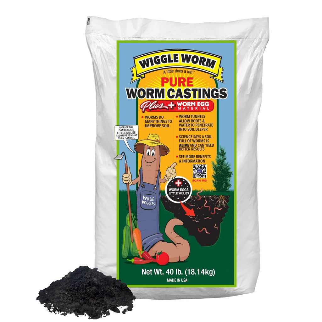 Wiggle Worm 100% Pure Worm Castings Plus Worm Egg Material, 40lb