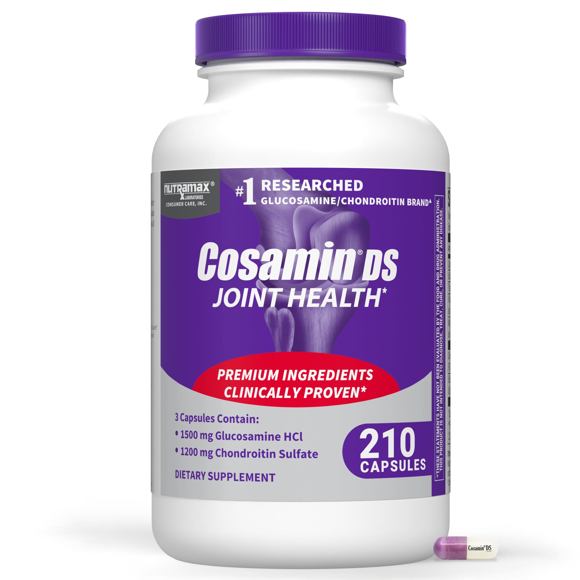 Nutramax Cosamin DS Joint Supplement, Glucosamine Chondroitin, 180 Capsules | Trademarked Glucosamine and Chondroitin for Joint Support, Clinically Proven in Published Studies, Third Party Tested