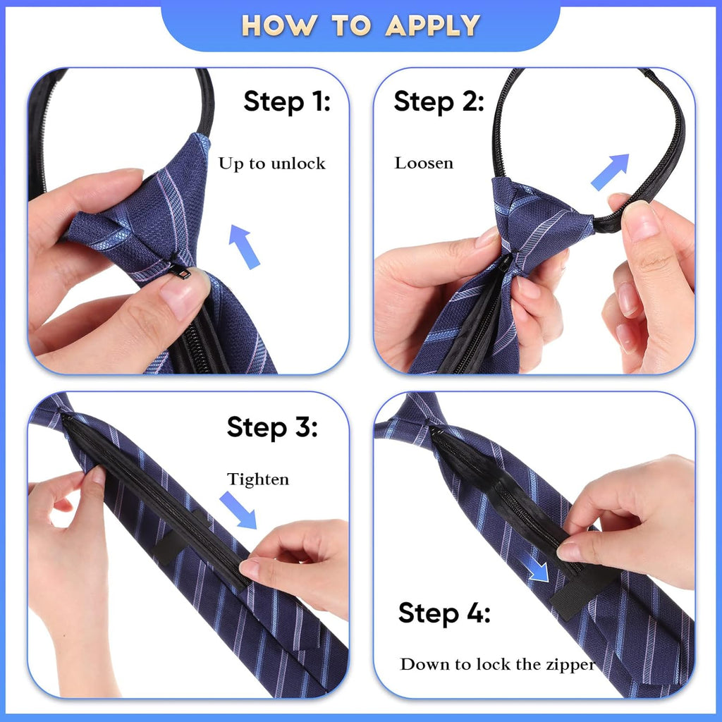 Buy now Geyoga 6 Pcs Zipper Ties for Boys Pre Tied Necktie Silky Skinny Ties for Men Long Striped Plaid Tie Novelty Neckties for Business Wedding (Classic Color) at indiglob india