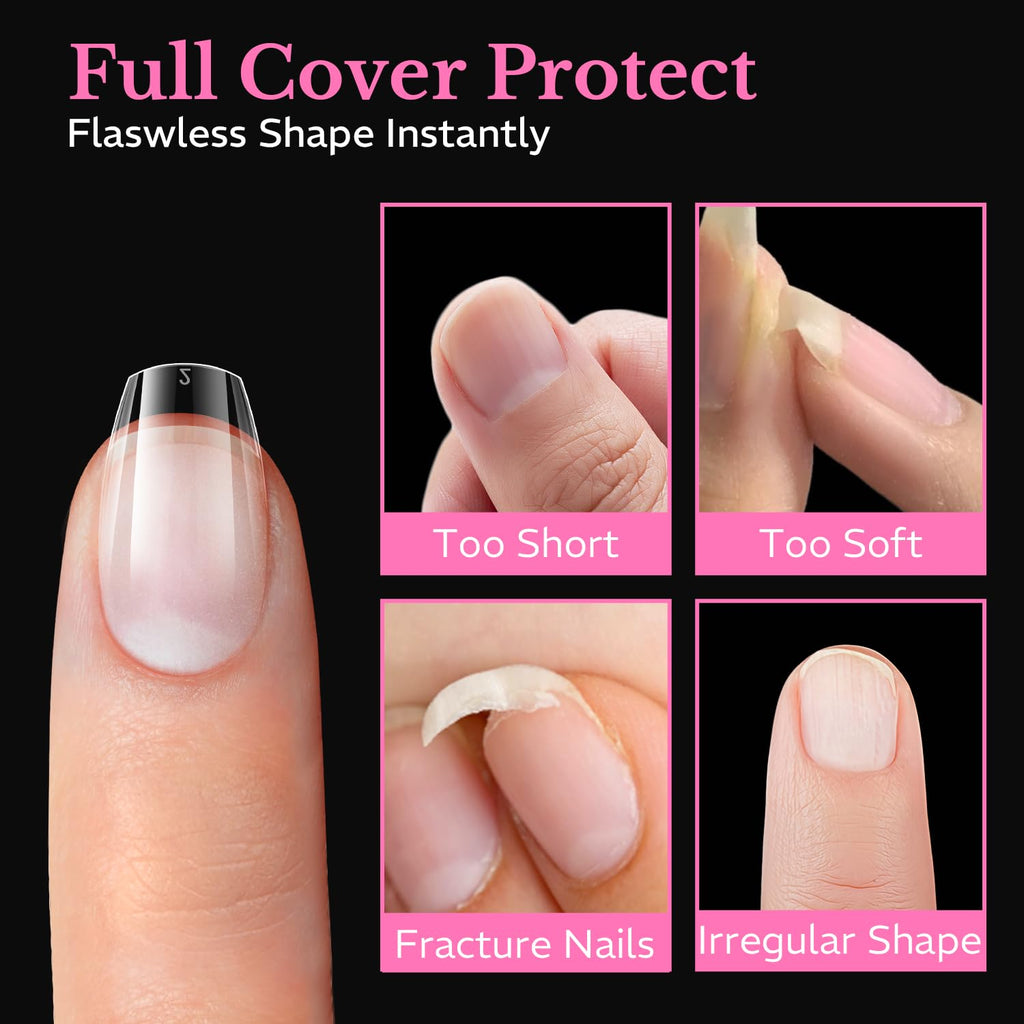 Authentic Medium Almond Nail Tips, 600pcs of soft gel for flawless nails. Full cover design suits various nail needs.