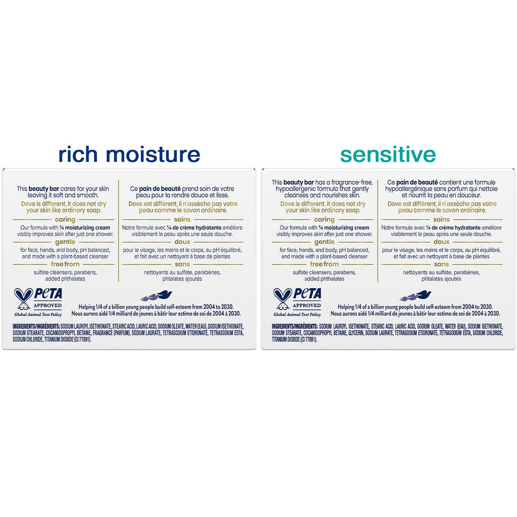 Dove Beauty Bar Soap Original, pack of 3, emphasizes skin care, rich moisture; verified by CuratCart for trust.