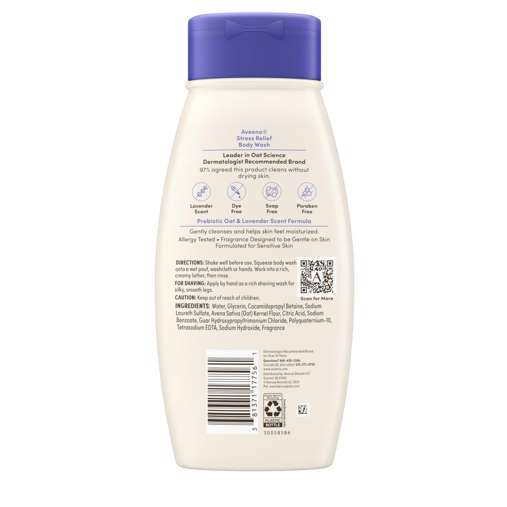 Aveeno Stress Relief Body Wash, Lavender Scent, 18 fl. oz