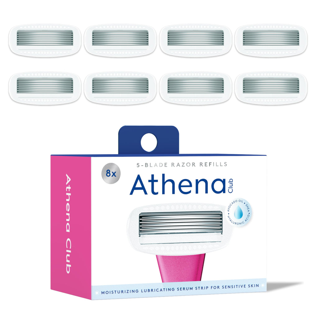 Athena Club Women's Razor Blade Refills, 5-Blade Cartridges, 8 Count | Shea Butter & Hyaluronic Acid Infused Stainless Steel Razors for Women , Great for Sensitive Skin , 8-Pack Refill