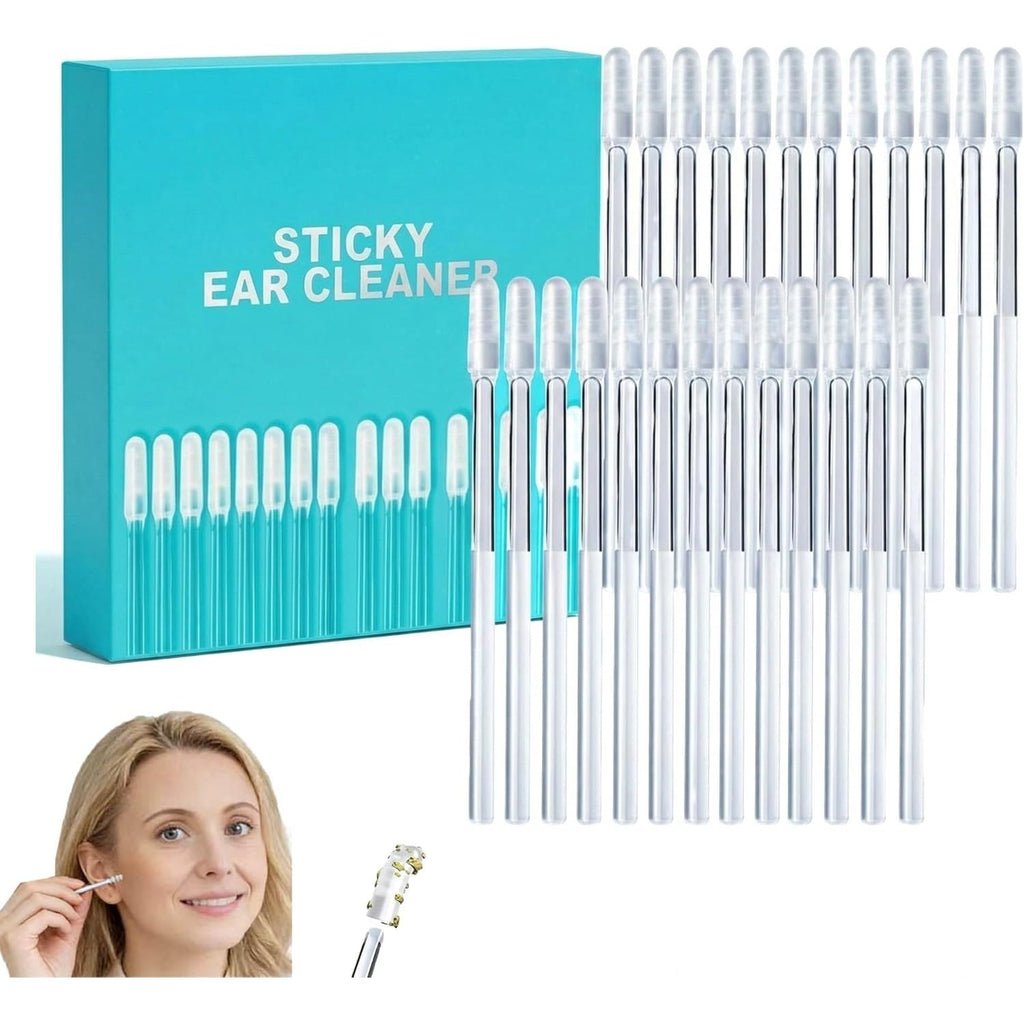 48 Pcs Sticky Cleaning Ear Stick, Gentle Reusable Soft Spiral Head Adhesive Ear Pick for Safe Ear Cleaning, with Gentle Removal Stick for All Ages