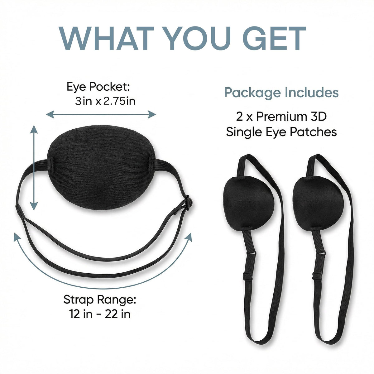 2 Pack Adjustable Medical Eye Patch, Reusable Amblyopia Eye Cover for Both Eyes
