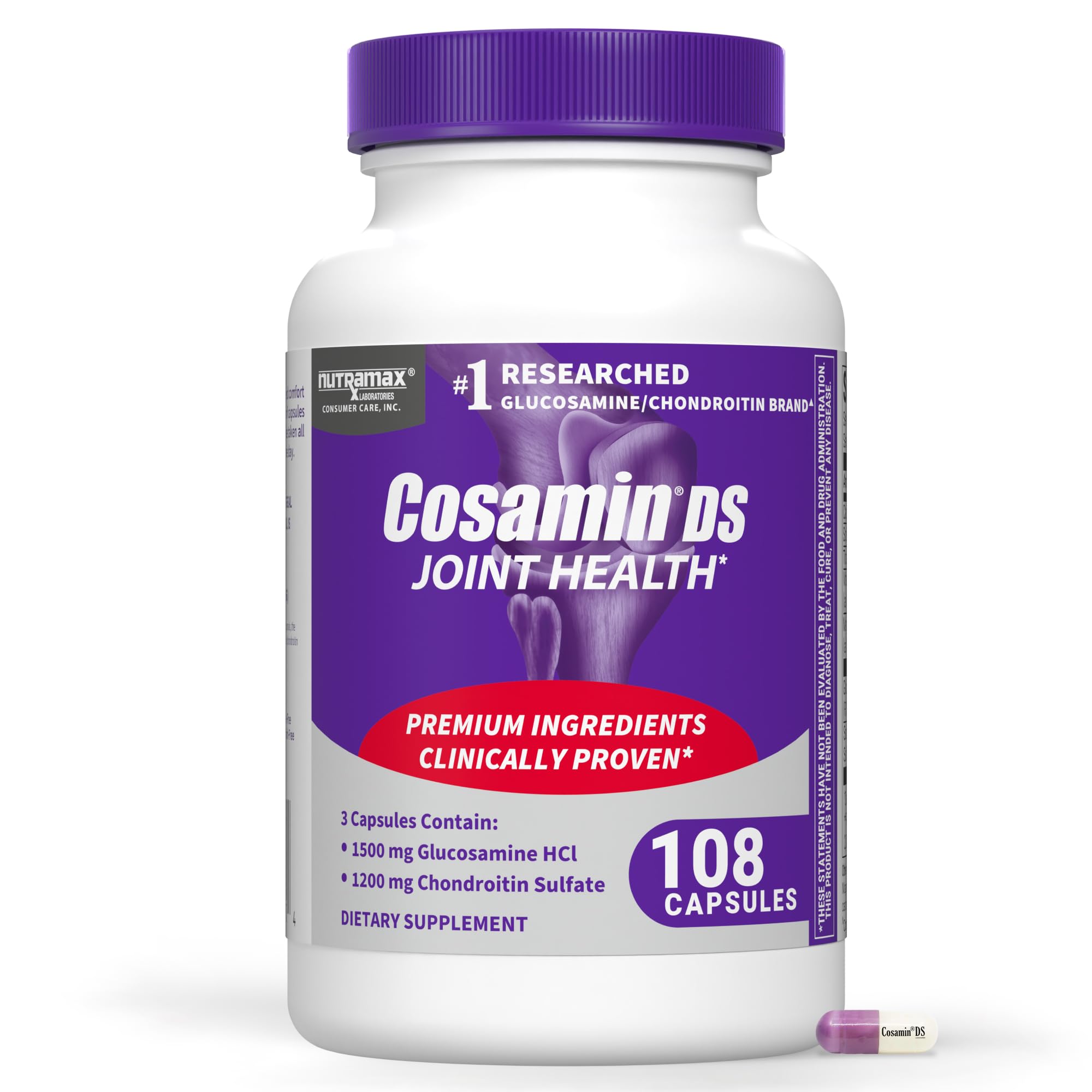 Nutramax Cosamin DS Joint Supplement, Glucosamine Chondroitin, 180 Capsules | Trademarked Glucosamine and Chondroitin for Joint Support, Clinically Proven in Published Studies, Third Party Tested
