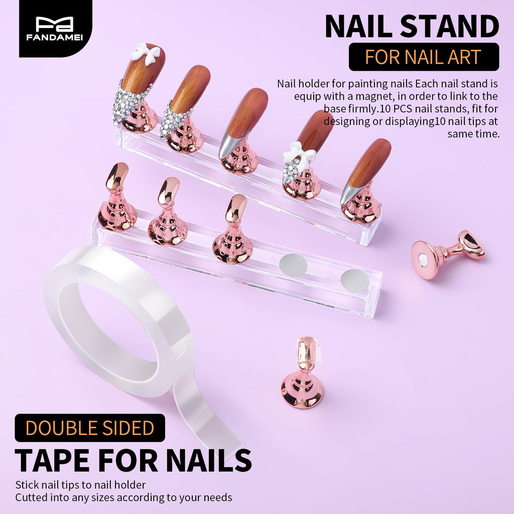 FANDAMEI Nail Art Tools Set With Nail Charms, Nail Stand, Nail Art Kit