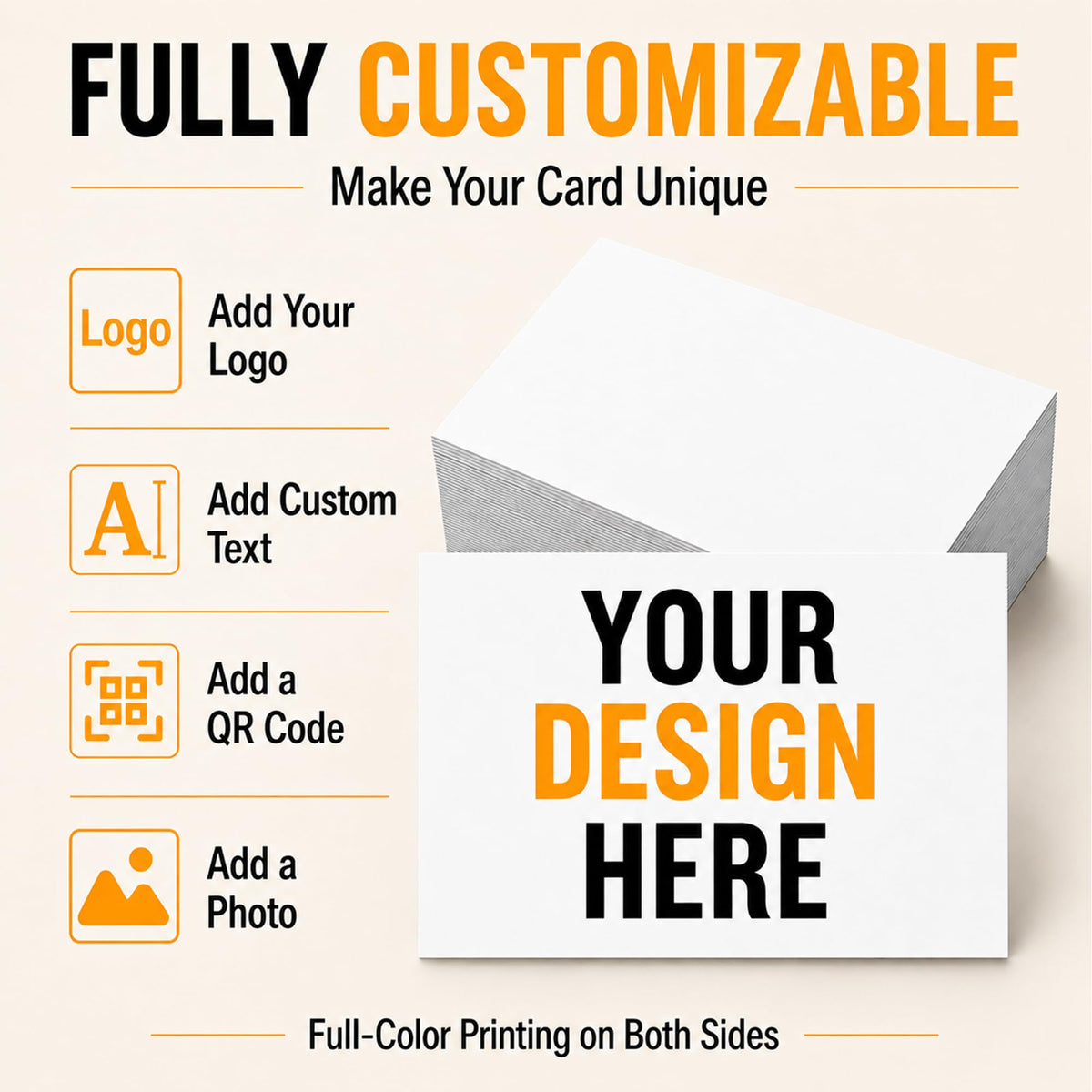 Custom Business Cards, 300gsm Waterproof Matte Paper, Double-Sided