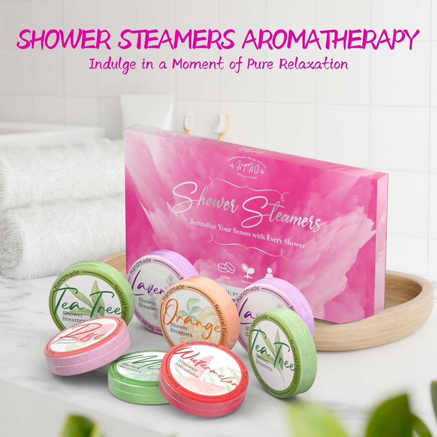 HFHO Shower Steamers Aromatherapy 8 Pack Natural Essential Oils Home Spa | Perfect For Stress Relief, Relaxation And Home Spa Self Care, Birthday Gifts For Women And Men