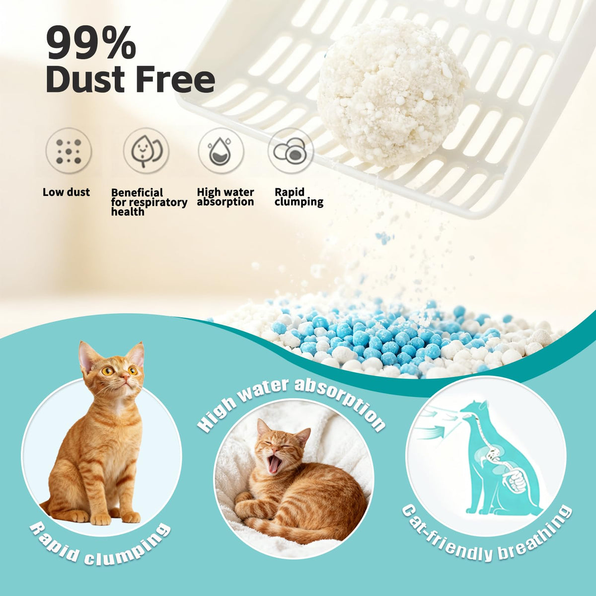 Tapioca Cat Litter, Cassava Cat Litter Odor Control Dust-Free Clumping Litter