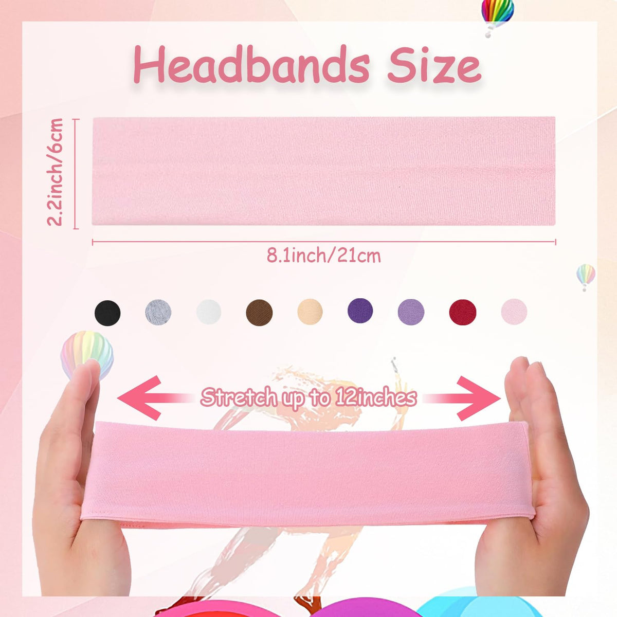 Headbands for Women Non Slip, 9Pcs Soft Elastic Hair Bands for Women's Hair, Fashion Stretchy Fabric Sweat Bands Headbands for Daily Workout Yoga Running Sports