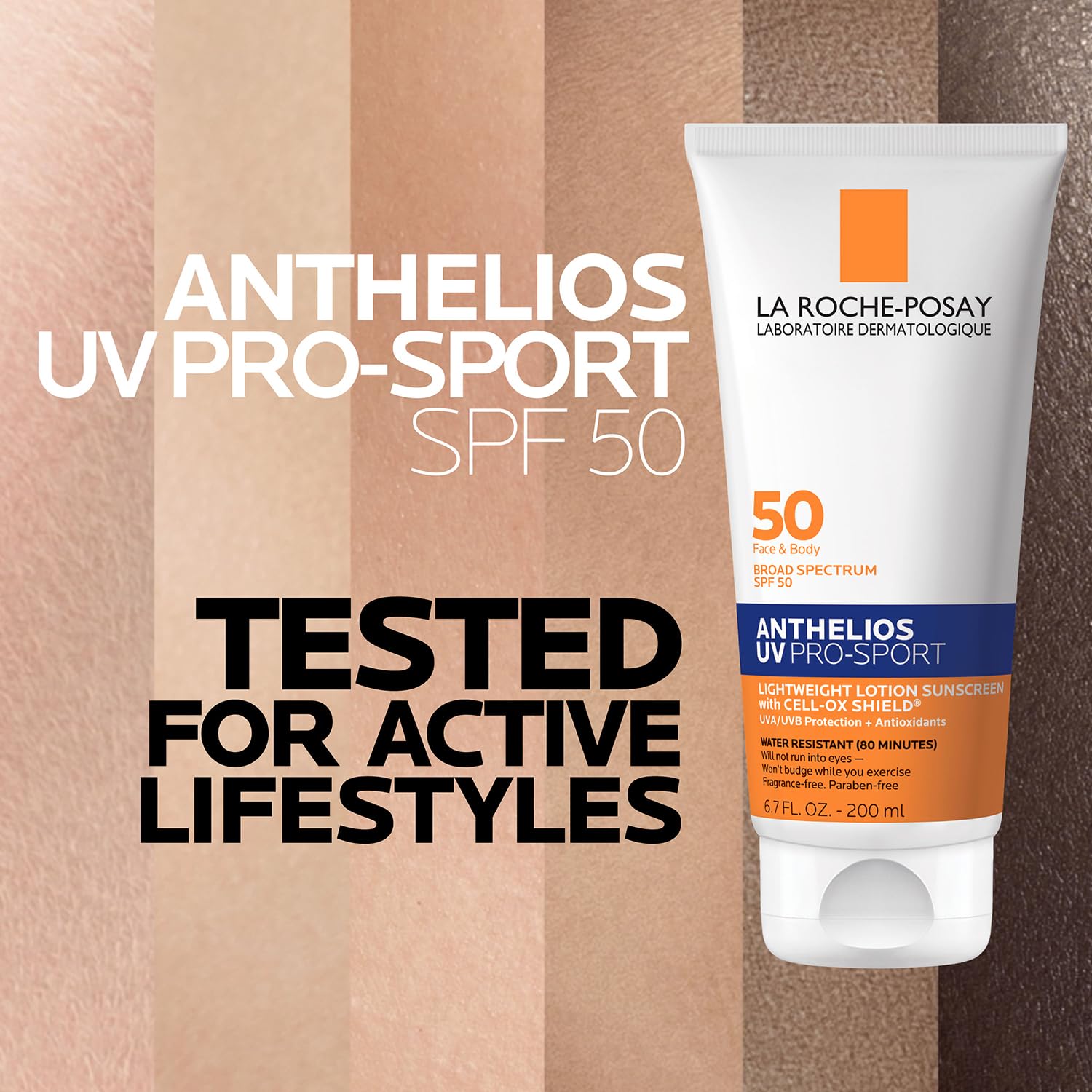 La Roche-Posay Anthelios UV Pro-Sport Sunscreen for Face & Body, Water & Sweat Resistant, Invisible Broad Spectrum Sunscreen, Lightweight & Breathable Skin Sun Protection