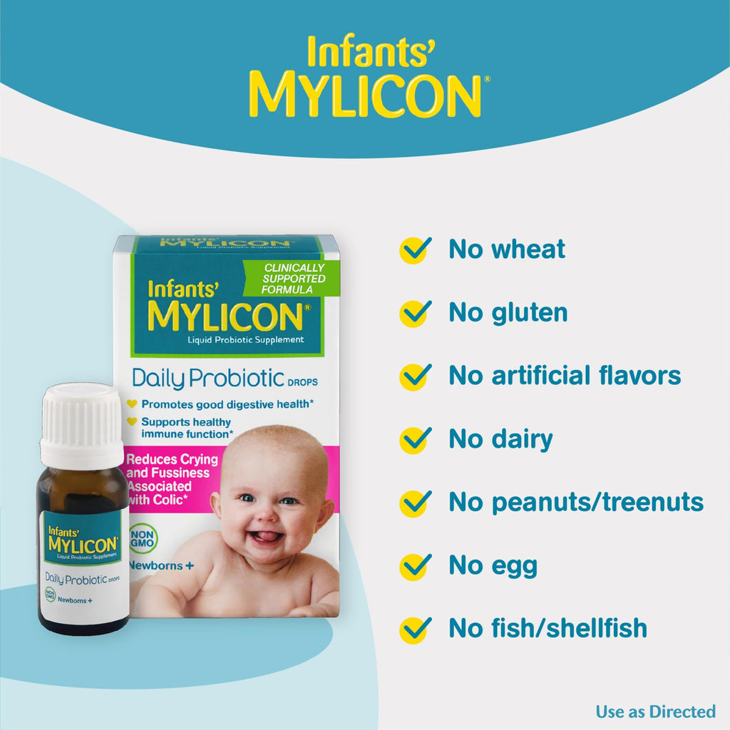 Infants' Mylicon Daily Probiotic Drops, for Colic and Fussiness, 8mL, 21 Daily Doses | Daily probiotic drops help relieve crying & fussiness from colic - Support digestive and immune health - 21 daily doses