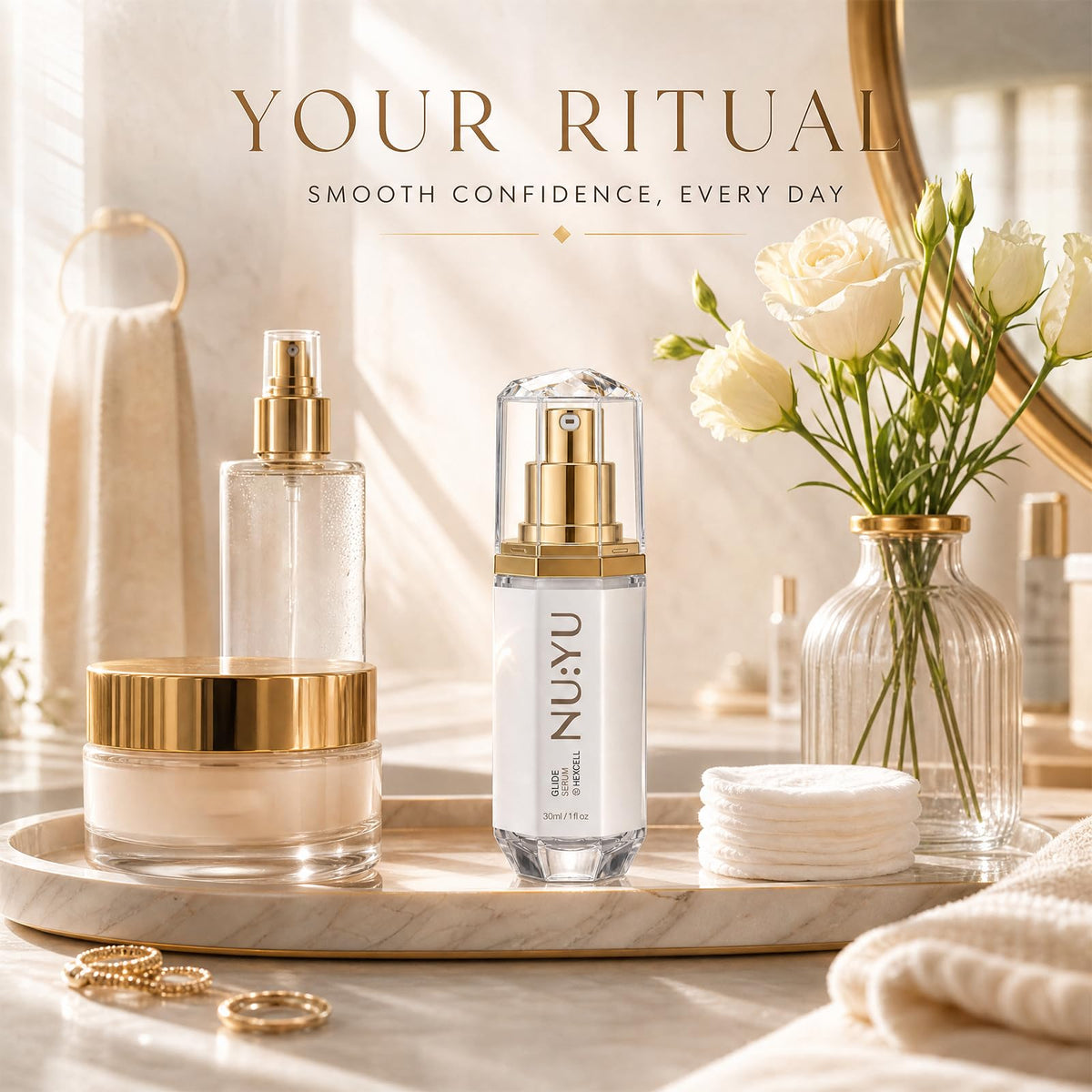 NuYu Glide Facial Hair Minimizing Serum for Women, Post Hair Removal Face Serum for Upper Lip, Chin & Cheeks, Helps Slow Regrowth and Soften Hair, Hydrating Skin Barrier Care for Smooth