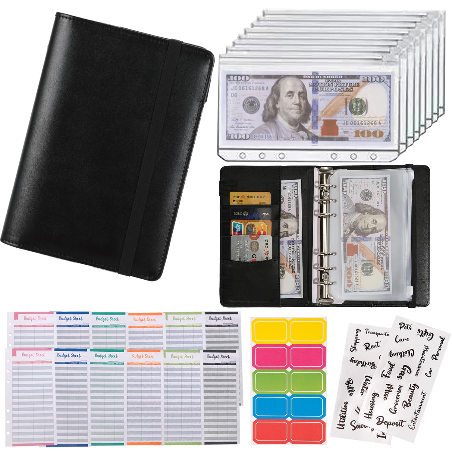 Buy now NICOOTHBudget Binder Cash Envelopes A6 Money Saving Binder with Zipper envelopes (Purple) A6black at indiglob india