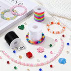 8pcs Elastic String Bracelet Making Kit, Stretchy Bracelet String (786 ft Total), 6 Rolls 1mm Stretch Cord with Scissors & 0.6mm Needle Threader for Beading and Jewelry Making.