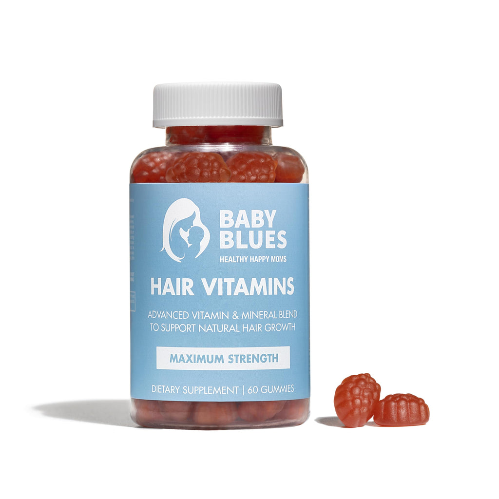 Baby Blues Postpartum Hair Loss Vitamins & Gummies for Women, Full Hair Cycle Pack, Biotin & Collagen for Hair Growth Support, Thicker Fuller-Looking Hair, 3 Month Supply, 180 Count