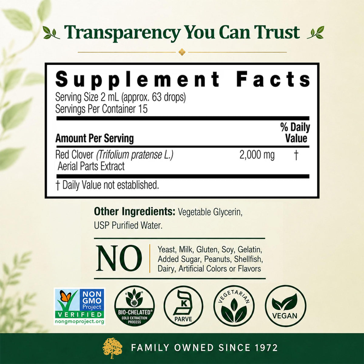 Nature's Answer Red Clover | Provides Menopause Support | Alcohol-Free, Gluten-Free, Kosher Certified & No Preservatives 1oz