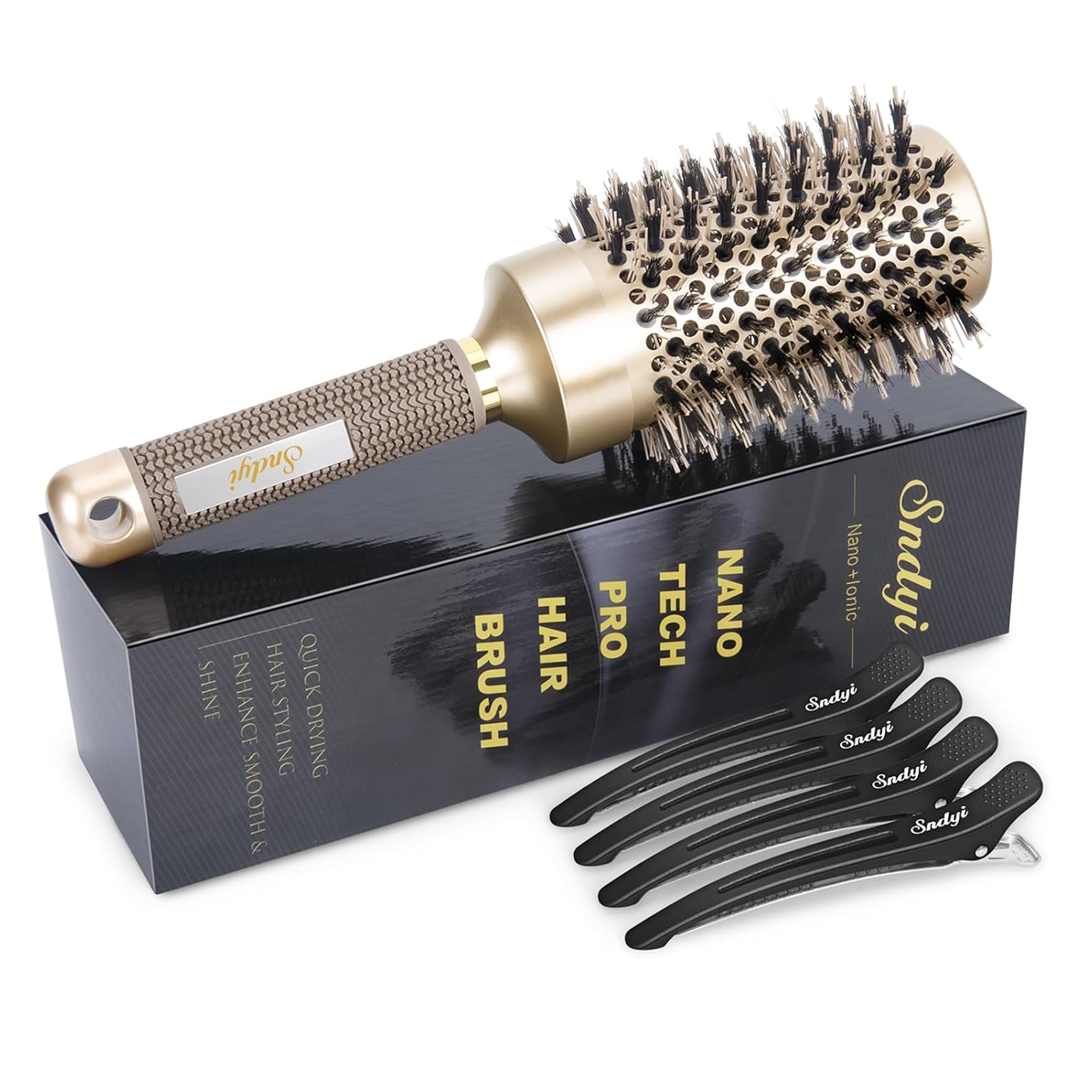 Buy now Round Brush for Blow Drying, Nano Thermal Ceramic & Ionic Tech Hair Brush with Boar Bristles, Professional Round Barrel Brush for Styling, Curling & Straightening by Sndyi (2.9 Inch, Barrel 1.7 Inch) 2.1 Inch (Pack of 1) at indiglob india