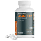 Bronson Vitamin K2 MK-7 100 mcg, K2 as MK7 Menaquinone, 120 Tablets | Helps Transport Calcium to Bones, Biologically Active Longer than Vitamin K1, Non-GMO, Gluten-Free & Soy-Free