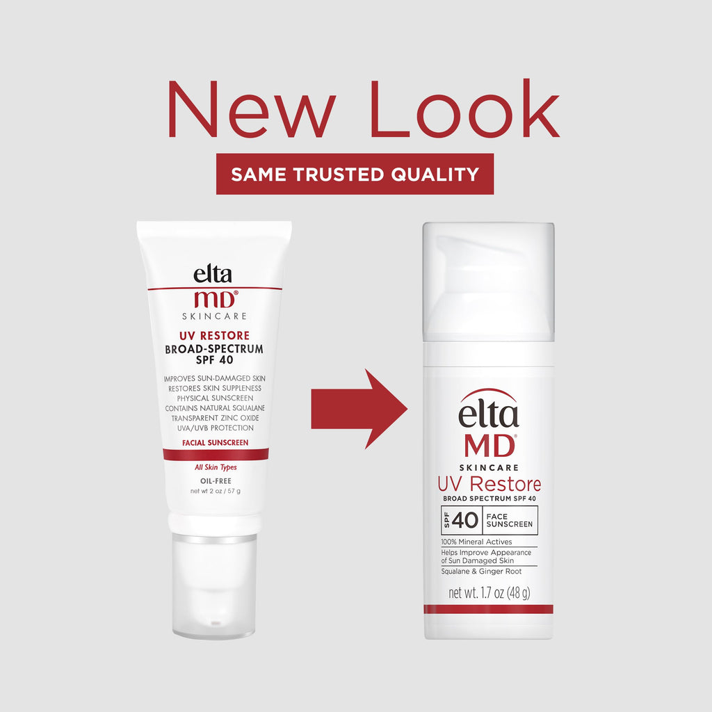 EltaMD UV Restore 100% Mineral Face Sunscreen For Mature Skin, SPF 40 | For Adults with Visible Sun Damage, Fine Lines, or Age Spots, Zinc Oxide Formula, Lightweight, Restores Skin Moisture
