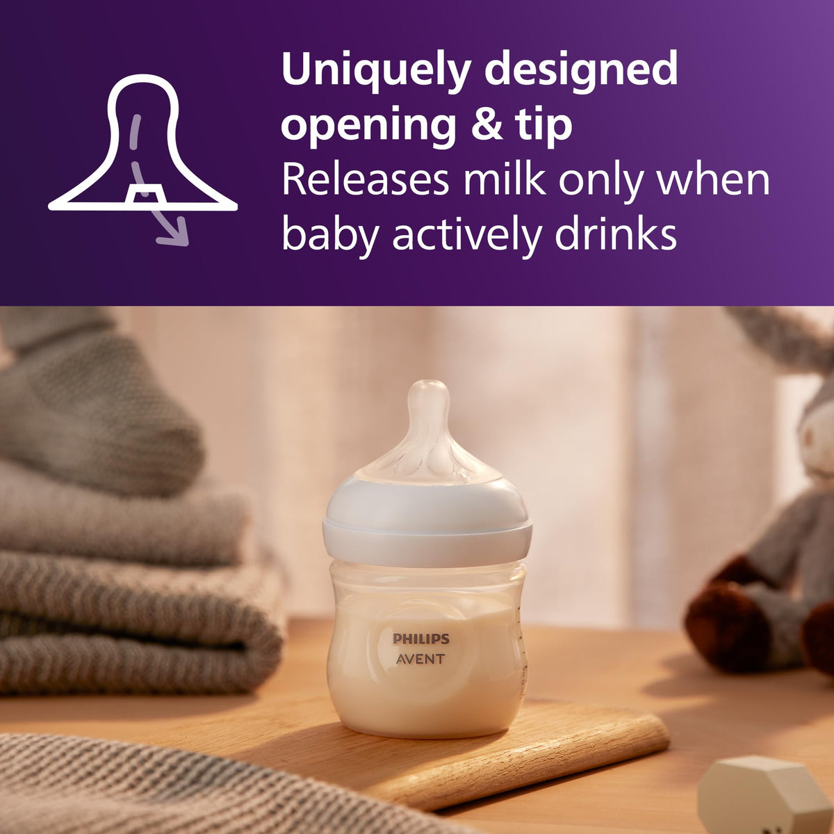 Philips Avent Natural Baby Bottles, Slow Flow, 4 oz, BPA-Free, 2-Pack