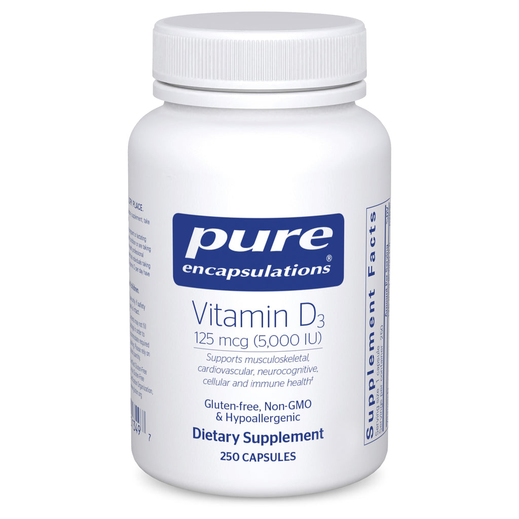 Pure Encapsulations Vitamin D3 125 mcg (5,000 IU), 250 Capsules | Supplement to Support Bone, Joint, Breast, Heart, Colon, and Immune Health*, with Vitamin D