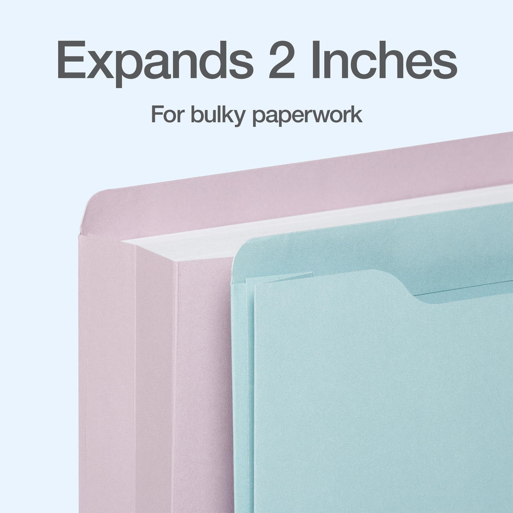 Oxford Expanding File Folders, 8 Pack, Closed Sides, Expands 2", 4 Pastel Colors, Letter Size (8.5" x 11"), Color-Coding for School, Office & Home Document Organization