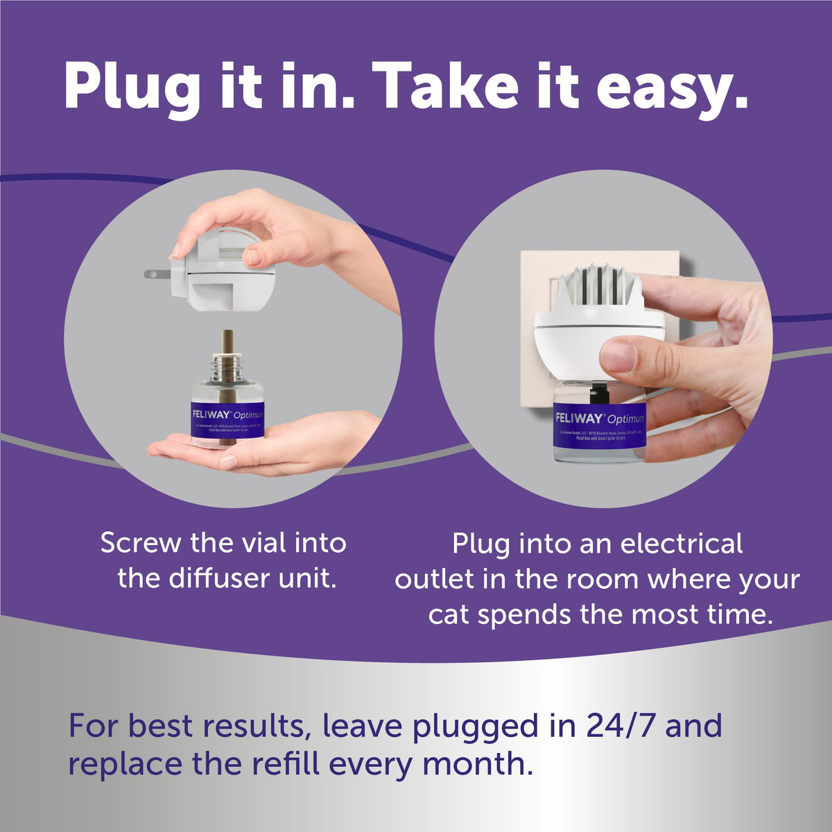 FELIWAY Optimum Cat Calming Diffuser Refill – Cat Pheromone Diffuser Refill for Advanced Support to Reduce Stress, Spraying, Scratching, Fighting and Hiding– 2 Pack