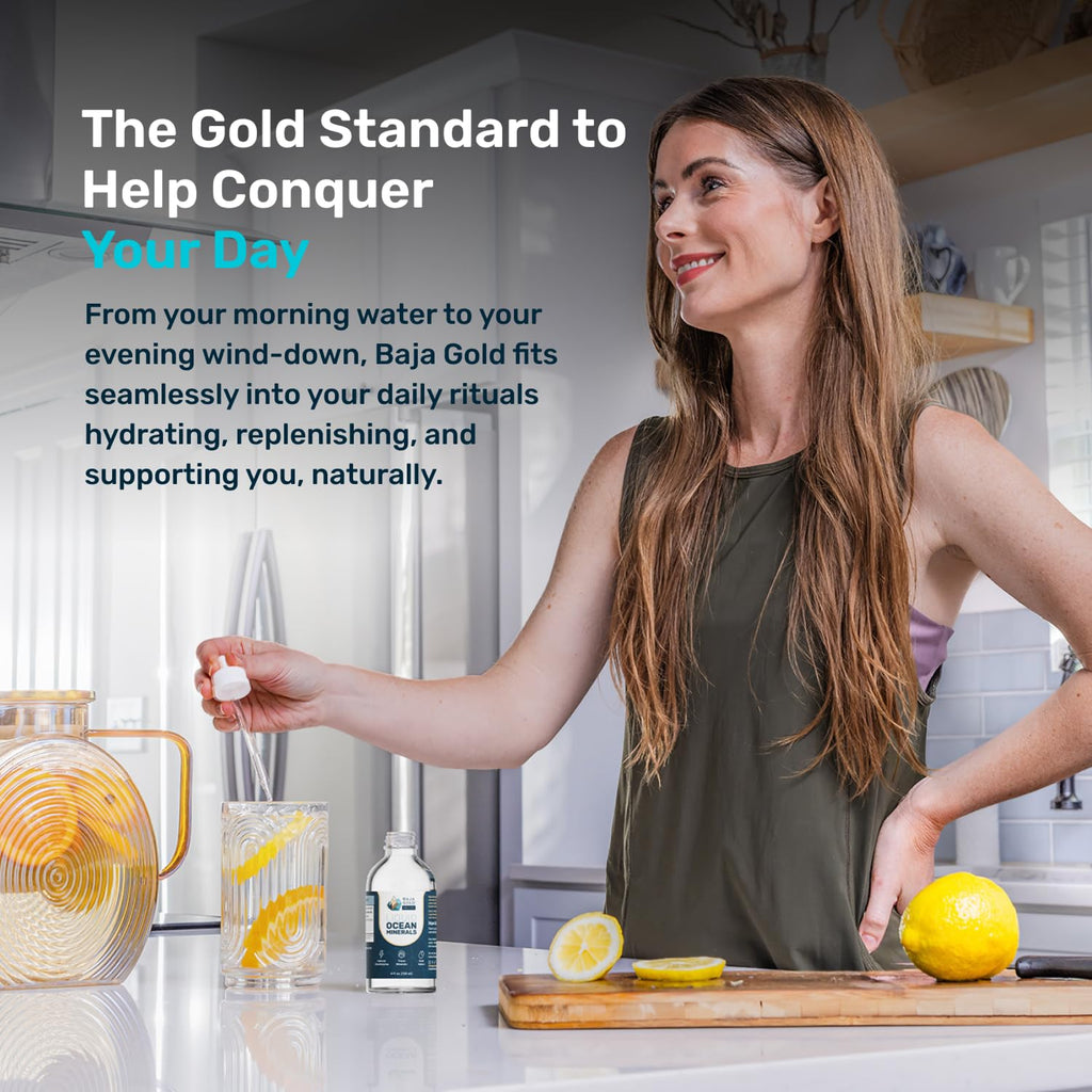 Baja Gold Liquid Trace Minerals Drops, Gary Brecka Choice, Glass, 4 fl oz | Sea of Cortez Ionic Electrolyte Drops, Glass Bottle, Unrefined Mineral Saline for Drinking Water and Food, 30-Day Supply