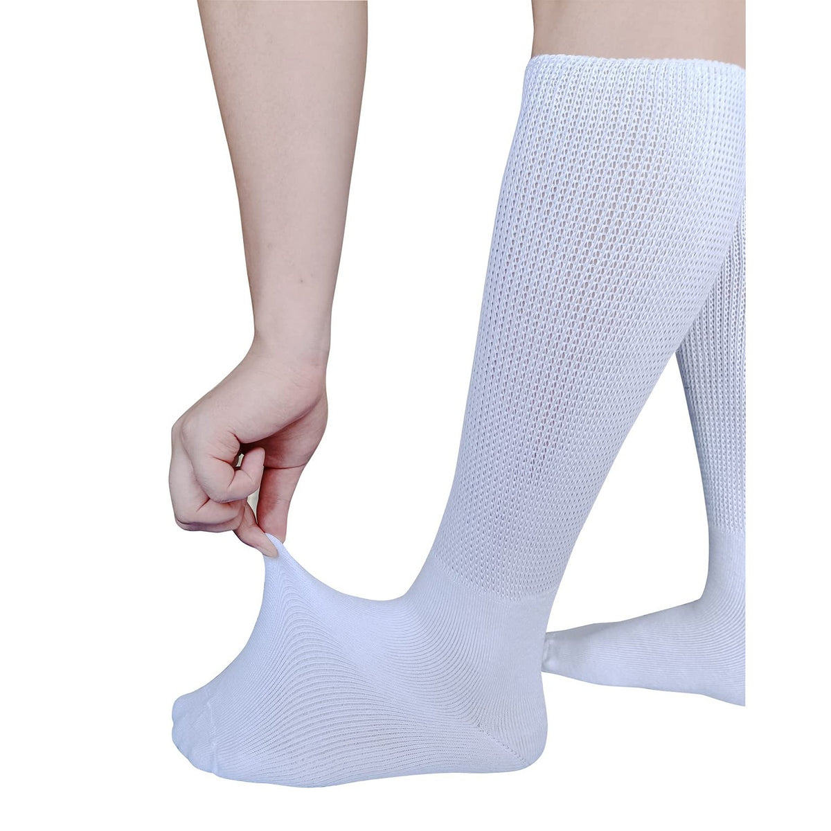CIRZUEX Extra Wide Socks for Lymphedema Swollen Feet Leg, Bariatric Socks, Cast Boot Sock, Diabetic Non Binding Neuropathy Swelling Women Men 2 Pairs