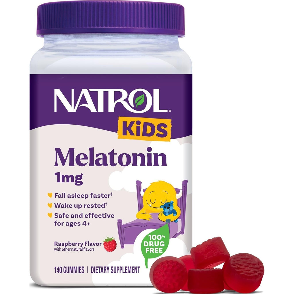 Natrol Kids Melatonin Gummies 1mg, Restful Sleep, 140 Raspberry Gummies