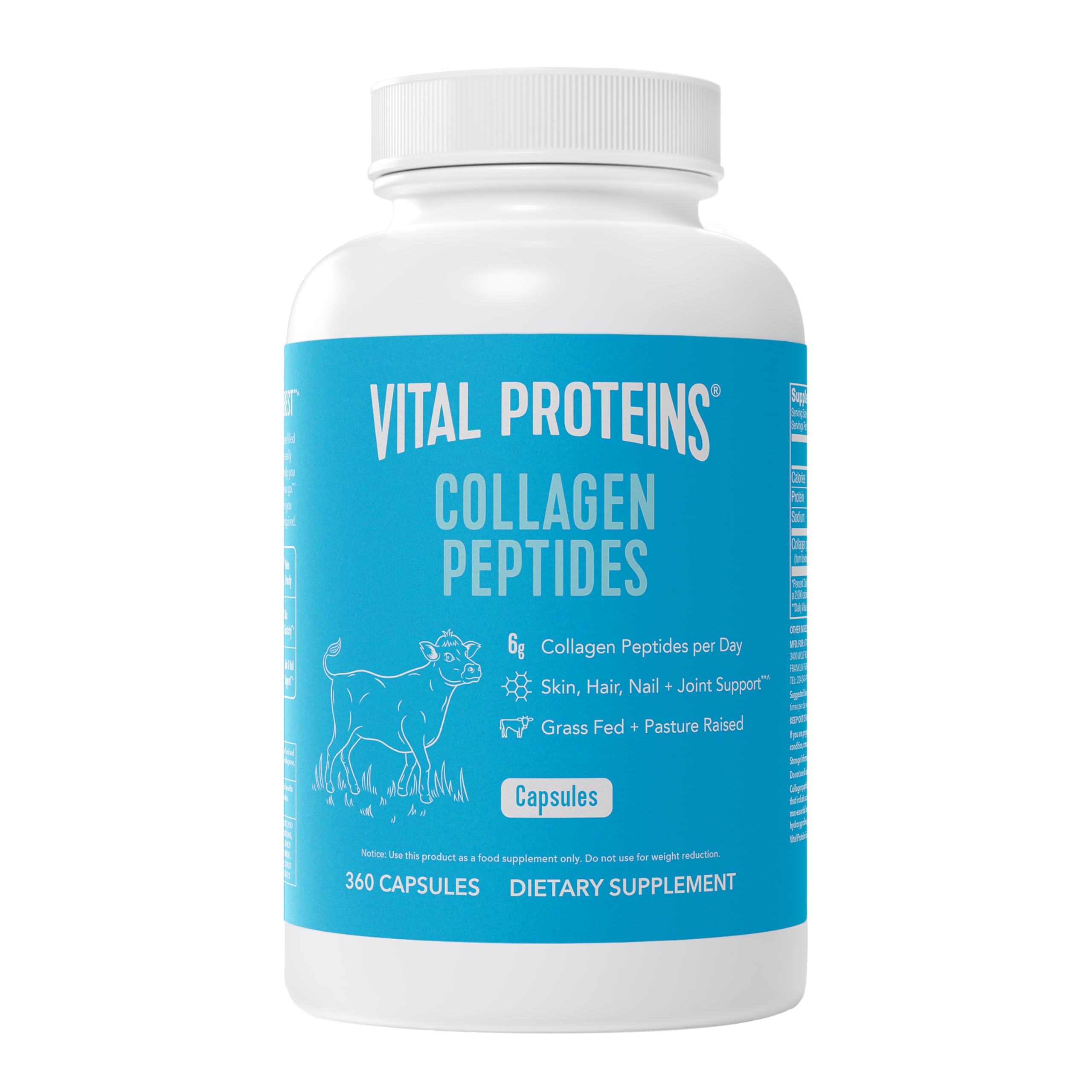 Vital Proteins Collagen Peptides Capsules for Women, Collagen Supplement 360 Capsules | Collagen Peptides Capsules, Supports Hair Skin & Nails, Easy Daily Supplement, 60 Servings