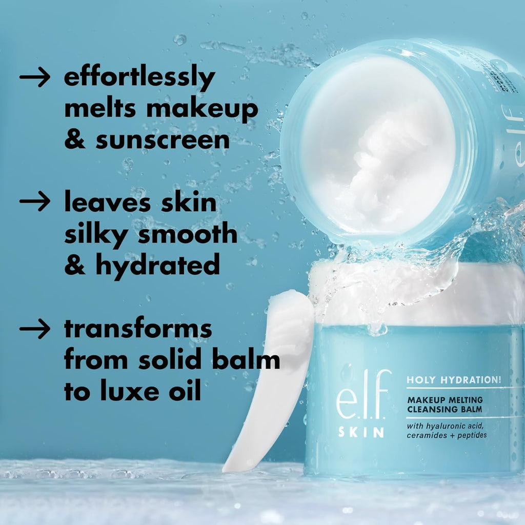 Buy now e.l.f. SKIN Mini Holy Hydration! Makeup Melting Cleansing Balm, Face Cleanser & Makeup Remover, Infused with Hyaluronic Acid to Hydrate Skin, 0.45 Oz at indiglob india
