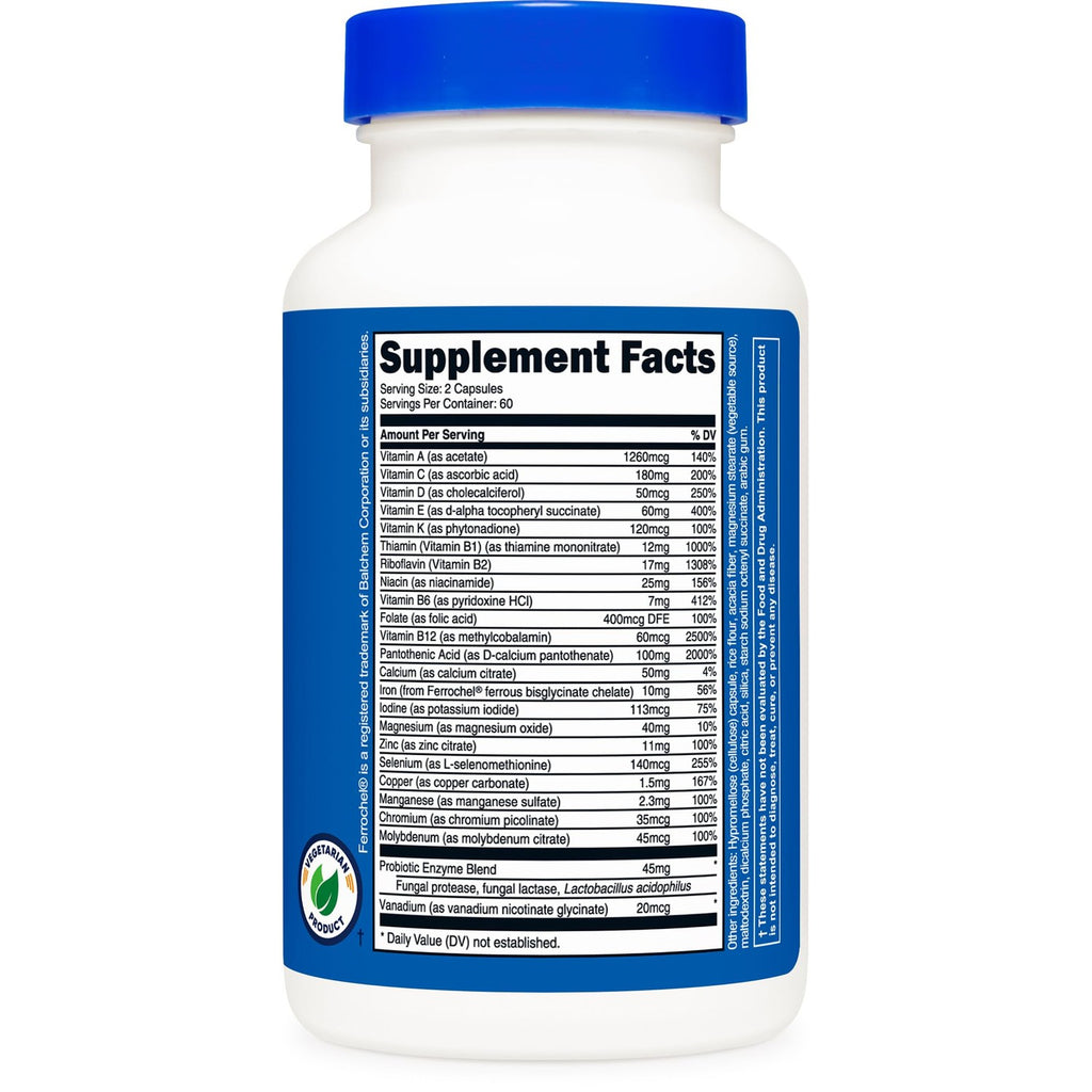 Nutricost Multivitamin with Probiotics 120 Vegetarian Capsules | Packed With Vitamins & Minerals
