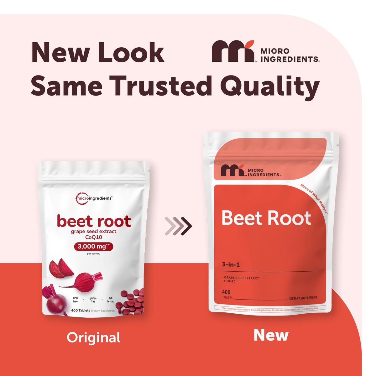 Micro Ingredients Beet Root with Grape Seed Extract & CoQ10, 400 Tablets | 200 Servings | Beet Root Supplements from Beetroot Extract | Non-GMO, Gluten Free