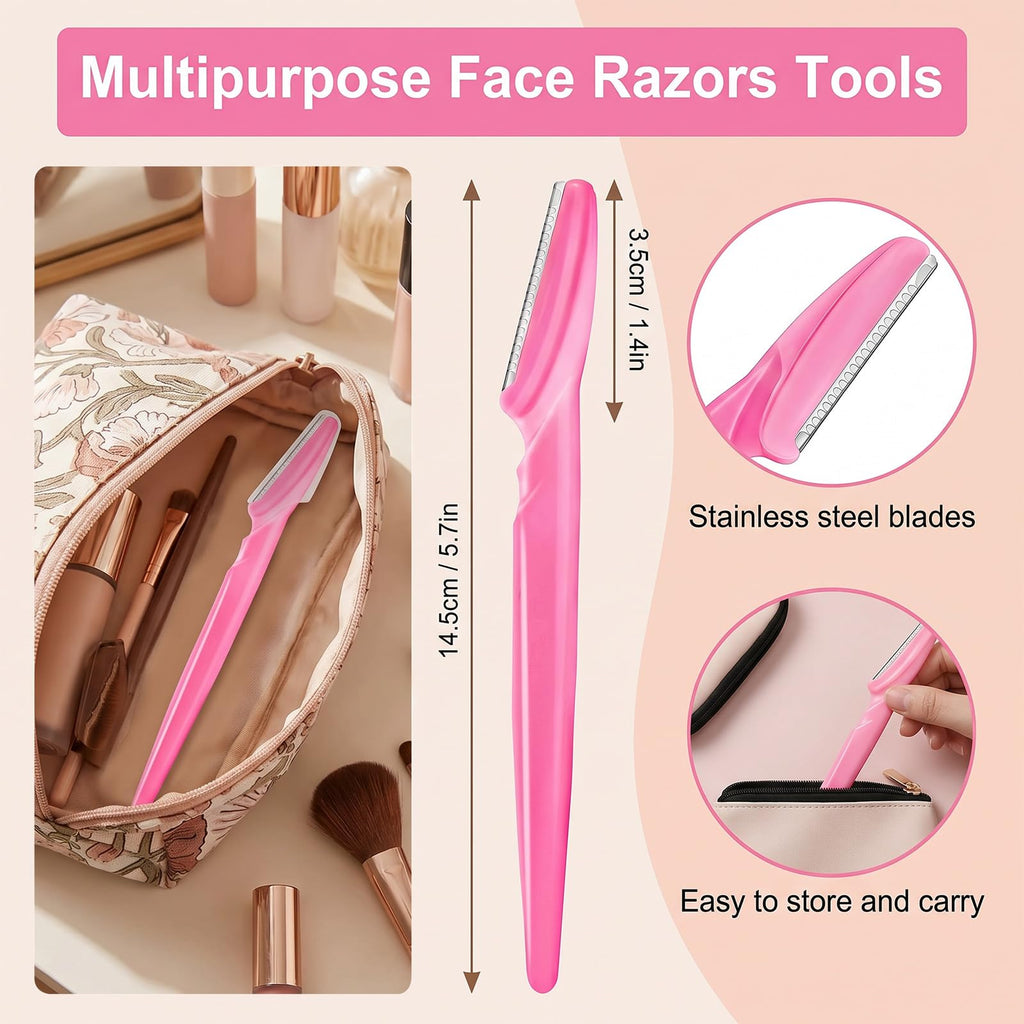 HFATMOS Eyebrow Razor, Face Razors for Women Men Multipurpose Exfoliating Face Shaver Facial Hair Removal Tools Eyebrow Trimmer with Protective Cover 12 Pcs