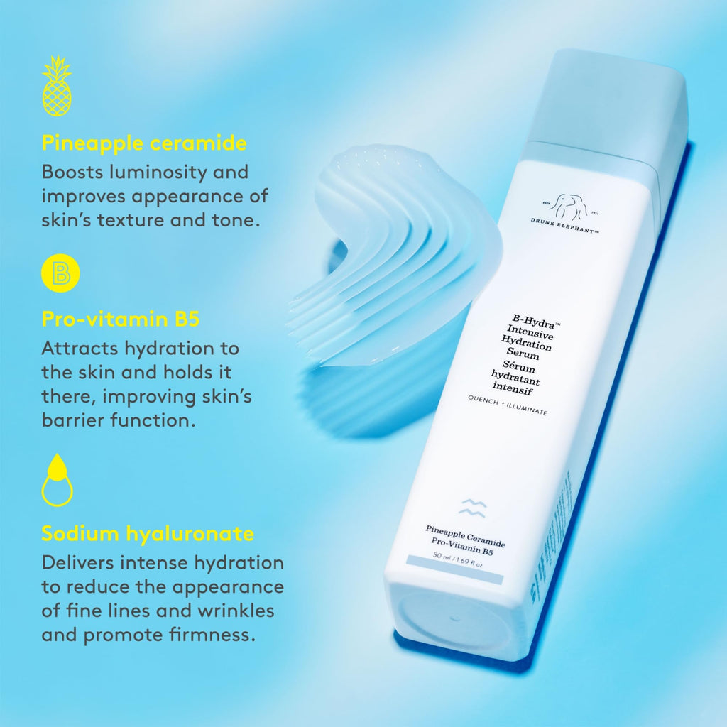 Buy now Drunk Elephant B-Hydra Hydration Serum - 50 ml/1.69 fl oz - Hydrating Vitamin B Serum - Clean Clinical Skincare - Cruelty-Free - Dermatologist-Tested - Free of Essential Oils, Silicones, and Fragrance at indiglob india