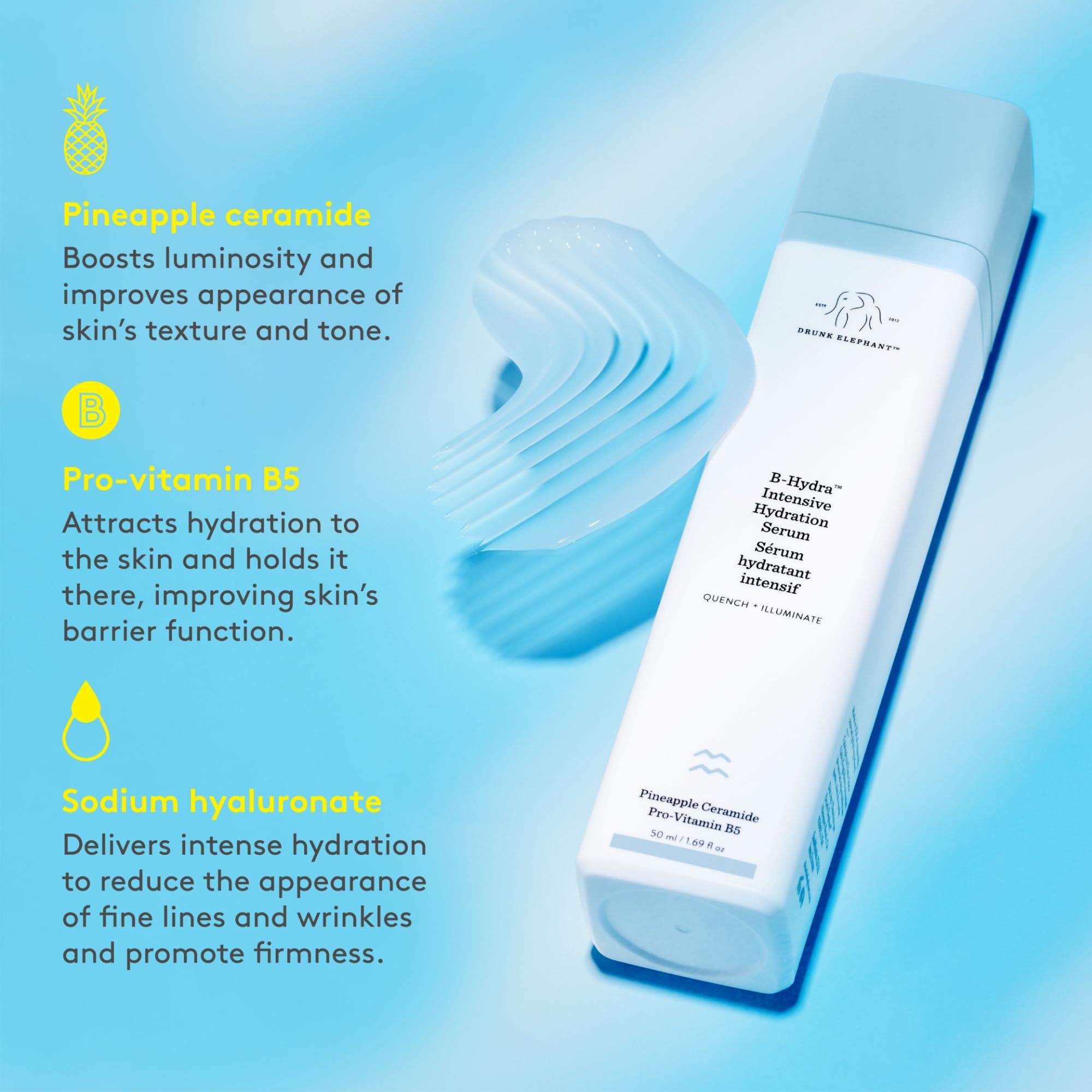Buy now Drunk Elephant B-Hydra Hydration Serum - 50 ml/1.69 fl oz - Hydrating Vitamin B Serum - Clean Clinical Skincare - Cruelty-Free - Dermatologist-Tested - Free of Essential Oils, Silicones, and Fragrance at indiglob india