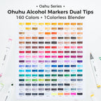 Ohuhu Alcohol Markers - 160-color AP Certificated Double Tipped Art Marker Set for Artist Adults Cozy Coloring Sketch Illustration - Chisel and Fine Dual Tips - Oahu of Ohuhu Markers - Refillable