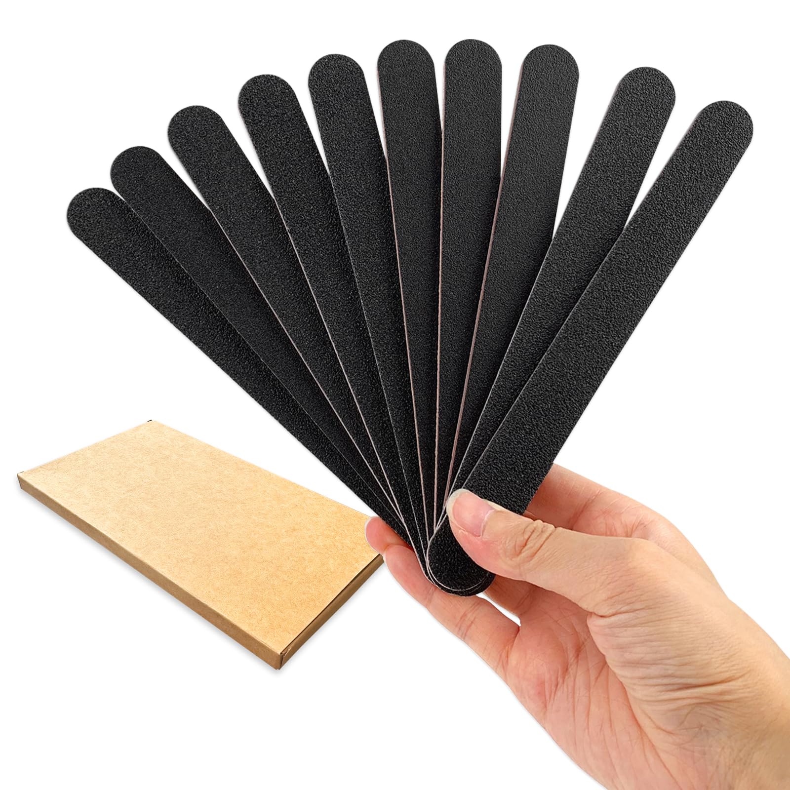 HeeYaa 10 Pack Nail Files, Professional Double Sided 100/180 Grit Emery Board for Manicure Pedicure, Black