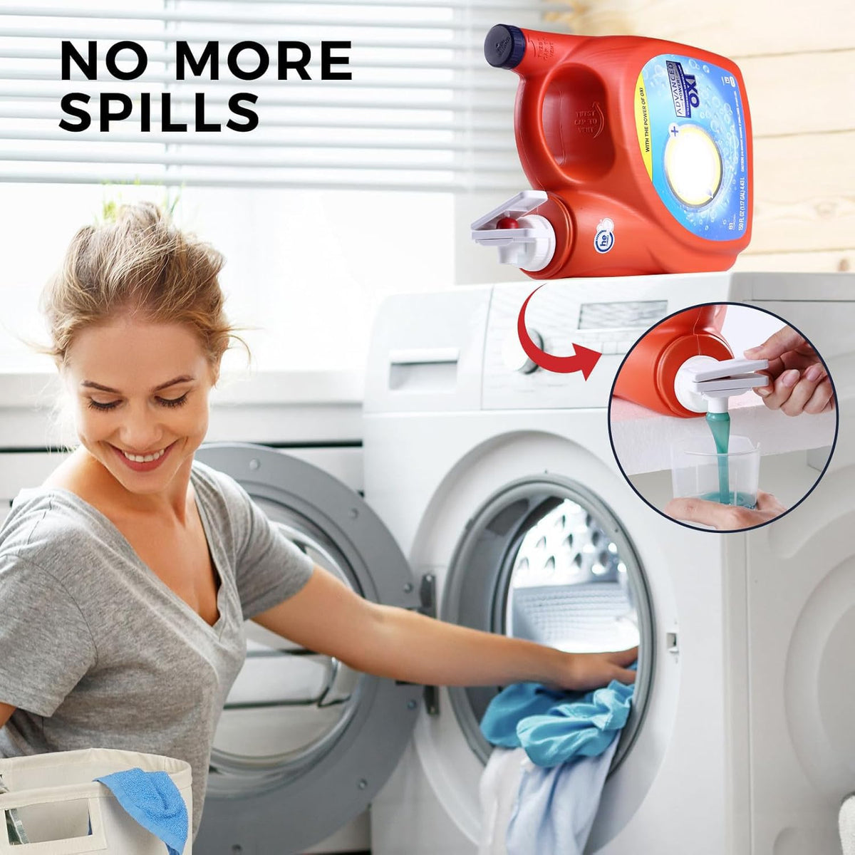 KMOUANTS [2 Pack] Laundry Detergent dispenser Nozzle Switch Holder, Upgraded Nozzles Switch Easily，detergent and softener accessories Fits Most Economic Sized Bottles、laundry room organization